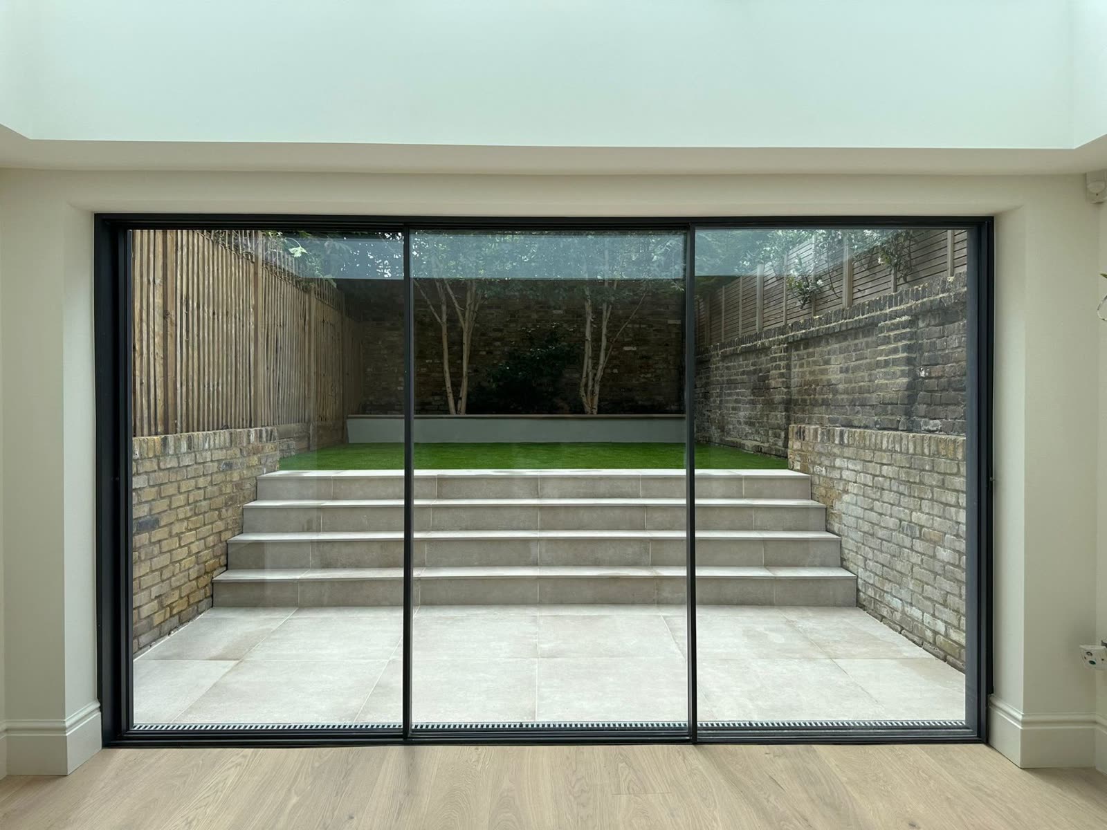 Sliding glass doors to garden